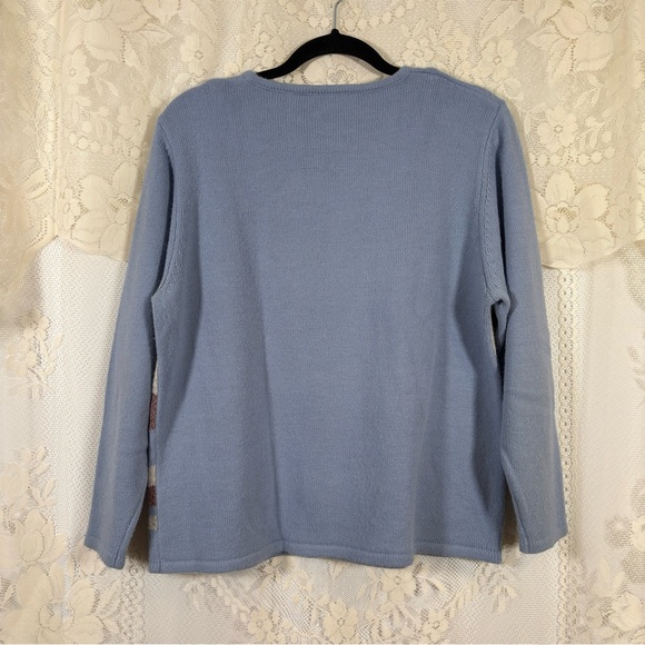 Vintage Winter Scenery Sweater Blue Purple Novelty Winter Cottagecore Sz Small - Picture 8 of 9